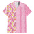 Pastel Magenta Aloha Hawaii Tiki Family Matching Puletasi and Hawaiian Shirt Tropical Plumeria - Seamless Style
