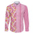 Pastel Magenta Aloha Hawaii Tiki Family Matching Puletasi and Hawaiian Shirt Tropical Plumeria - Seamless Style