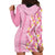 Pastel Magenta Aloha Hawaii Tiki Hoodie Dress Tropical Plumeria - Seamless Style