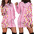 Pastel Magenta Aloha Hawaii Tiki Hoodie Dress Tropical Plumeria - Seamless Style