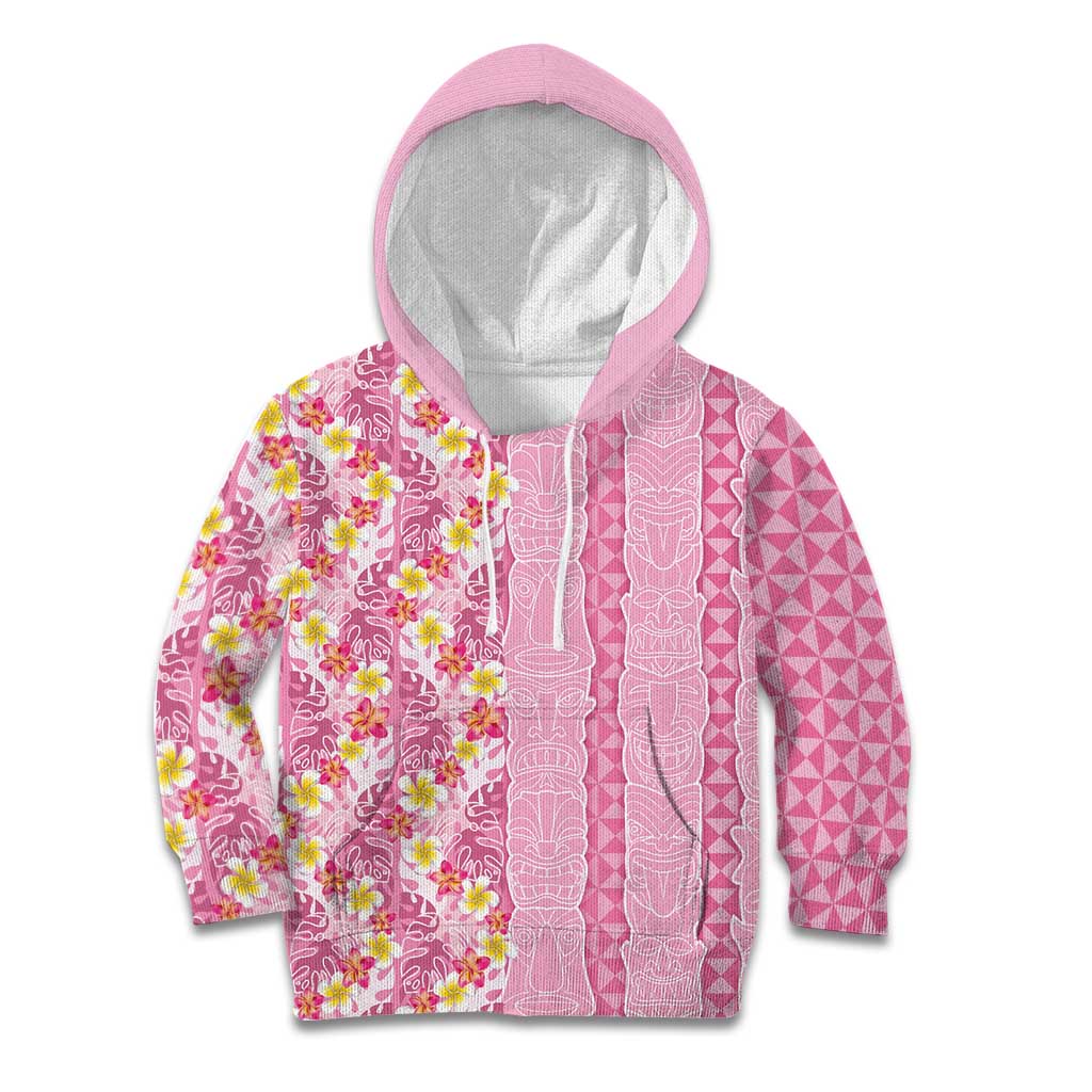 Pastel Magenta Aloha Hawaii Tiki Kid Hoodie Tropical Plumeria - Seamless Style