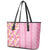 Pastel Magenta Aloha Hawaii Tiki Leather Tote Bag Tropical Plumeria - Seamless Style