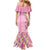 Pastel Magenta Aloha Hawaii Tiki Mermaid Dress Tropical Plumeria - Seamless Style