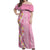 Pastel Magenta Aloha Hawaii Tiki Off Shoulder Maxi Dress Tropical Plumeria - Seamless Style