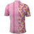 Pastel Magenta Aloha Hawaii Tiki Polo Shirt Tropical Plumeria - Seamless Style