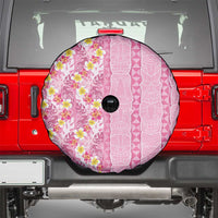 Pastel Magenta Aloha Hawaii Tiki Spare Tire Cover Tropical Plumeria - Seamless Style