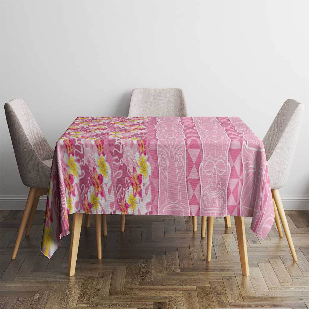 Pastel Magenta Aloha Hawaii Tiki Tablecloth Tropical Plumeria - Seamless Style