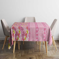 Pastel Magenta Aloha Hawaii Tiki Tablecloth Tropical Plumeria - Seamless Style