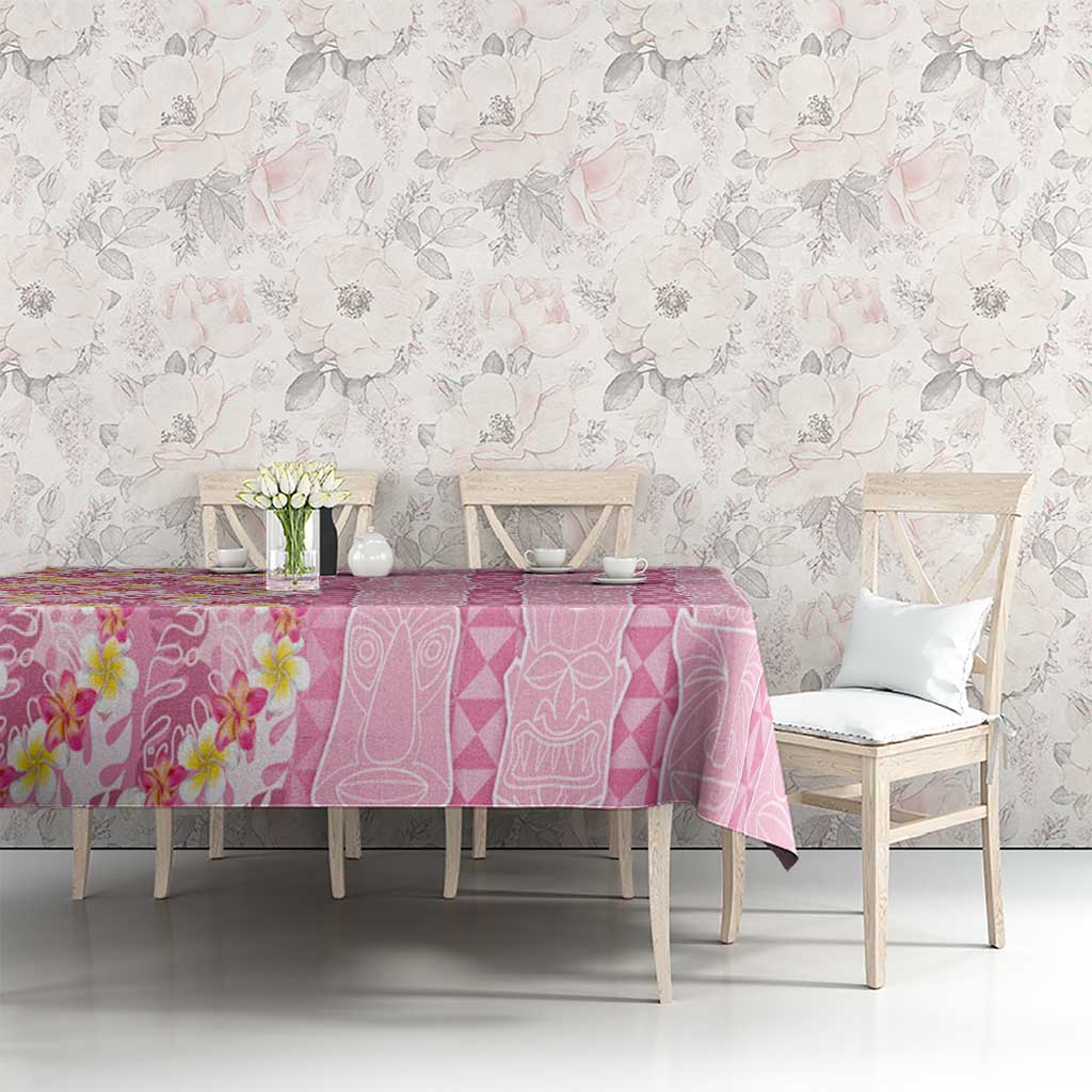 Pastel Magenta Aloha Hawaii Tiki Tablecloth Tropical Plumeria - Seamless Style