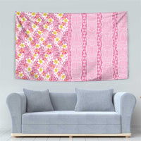 Pastel Magenta Aloha Hawaii Tiki Tapestry Tropical Plumeria - Seamless Style