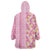 Pastel Magenta Aloha Hawaii Tiki Wearable Blanket Hoodie Tropical Plumeria - Seamless Style