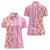 Pastel Magenta Aloha Hawaii Tiki Women Polo Shirt Tropical Plumeria - Seamless Style