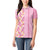 Pastel Magenta Aloha Hawaii Tiki Women Polo Shirt Tropical Plumeria - Seamless Style