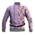 Lush Lilac Aloha Hawaii Tiki Baseball Jacket Tropical Plumeria - Seamless Style