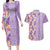 Lush Lilac Aloha Hawaii Tiki Couples Matching Long Sleeve Bodycon Dress and Hawaiian Shirt Tropical Plumeria - Seamless Style