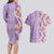 Lush Lilac Aloha Hawaii Tiki Couples Matching Long Sleeve Bodycon Dress and Hawaiian Shirt Tropical Plumeria - Seamless Style