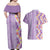 Lush Lilac Aloha Hawaii Tiki Couples Matching Off Shoulder Maxi Dress and Hawaiian Shirt Tropical Plumeria - Seamless Style