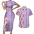 Lush Lilac Aloha Hawaii Tiki Couples Matching Short Sleeve Bodycon Dress and Hawaiian Shirt Tropical Plumeria - Seamless Style