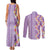 Lush Lilac Aloha Hawaii Tiki Couples Matching Tank Maxi Dress and Long Sleeve Button Shirt Tropical Plumeria - Seamless Style