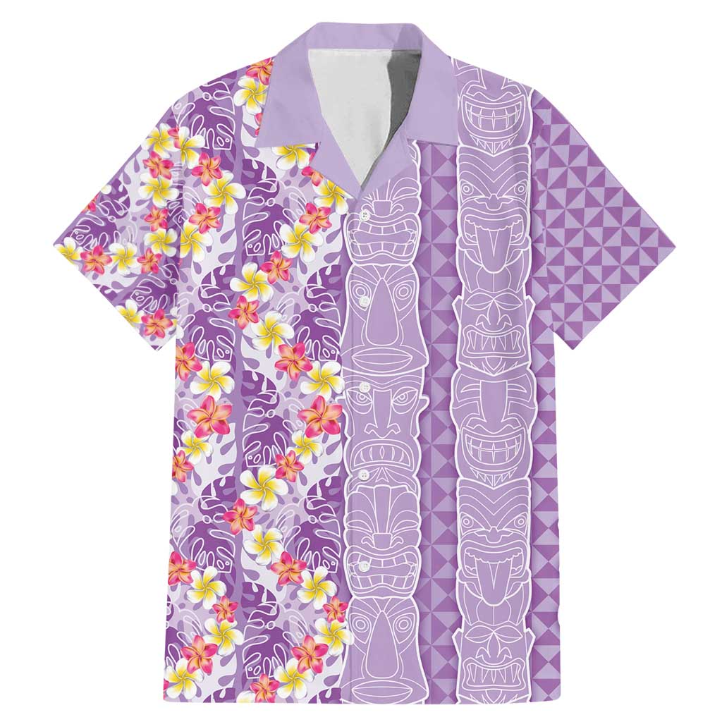Lush Lilac Aloha Hawaii Tiki Family Matching Mermaid Dress and Hawaiian Shirt Tropical Plumeria - Seamless Style