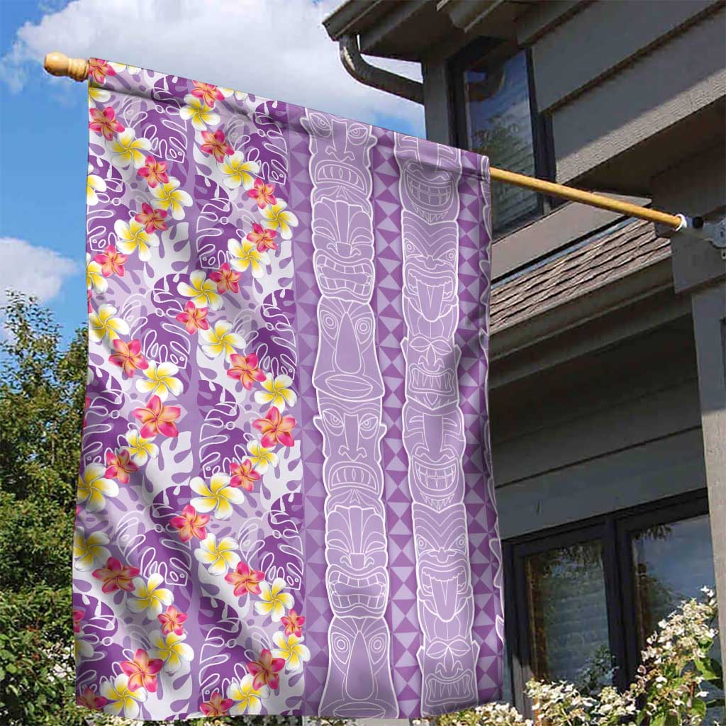 Lush Lilac Aloha Hawaii Tiki Garden Flag Tropical Plumeria - Seamless Style