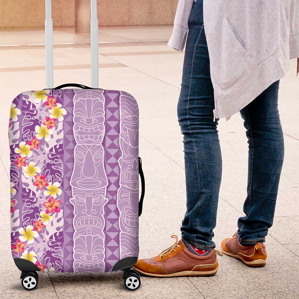 Lush Lilac Aloha Hawaii Tiki Luggage Cover Tropical Plumeria - Seamless Style