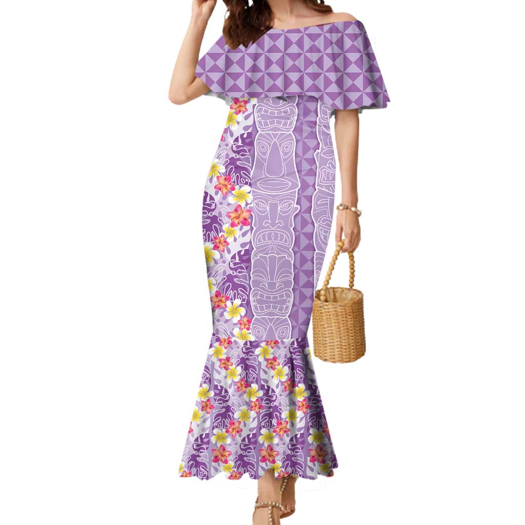 Lush Lilac Aloha Hawaii Tiki Mermaid Dress Tropical Plumeria - Seamless Style