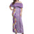 Lush Lilac Aloha Hawaii Tiki Off Shoulder Maxi Dress Tropical Plumeria - Seamless Style