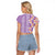 Lush Lilac Aloha Hawaii Tiki Raglan Cropped T Shirt Tropical Plumeria - Seamless Style