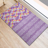 Lush Lilac Aloha Hawaii Tiki Rubber Doormat Tropical Plumeria - Seamless Style