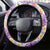 Lush Lilac Aloha Hawaii Tiki Steering Wheel Cover Tropical Plumeria - Seamless Style