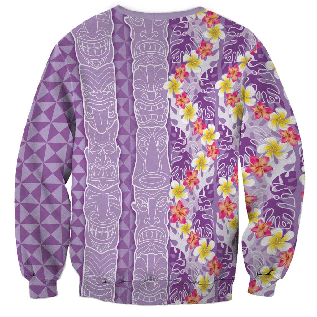 Lush Lilac Aloha Hawaii Tiki Sweatshirt Tropical Plumeria - Seamless Style
