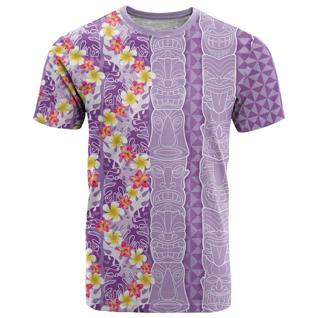 Lush Lilac Aloha Hawaii Tiki T Shirt Tropical Plumeria - Seamless Style