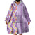 Lush Lilac Aloha Hawaii Tiki Wearable Blanket Hoodie Tropical Plumeria - Seamless Style