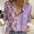 Lush Lilac Aloha Hawaii Tiki Women Casual Shirt Tropical Plumeria - Seamless Style