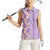 Lush Lilac Aloha Hawaii Tiki Women Sleeveless Polo Shirt Tropical Plumeria - Seamless Style