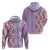 Lush Lilac Aloha Hawaii Tiki Zip Hoodie Tropical Plumeria - Seamless Style