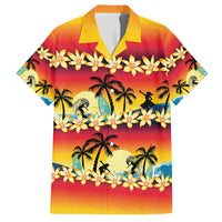 Tropical Islands Sunset Hawaii Family Matching Long Sleeve Bodycon Dress and Hawaiian Shirt Go Surfing With Hula Girl - Summer Vibes