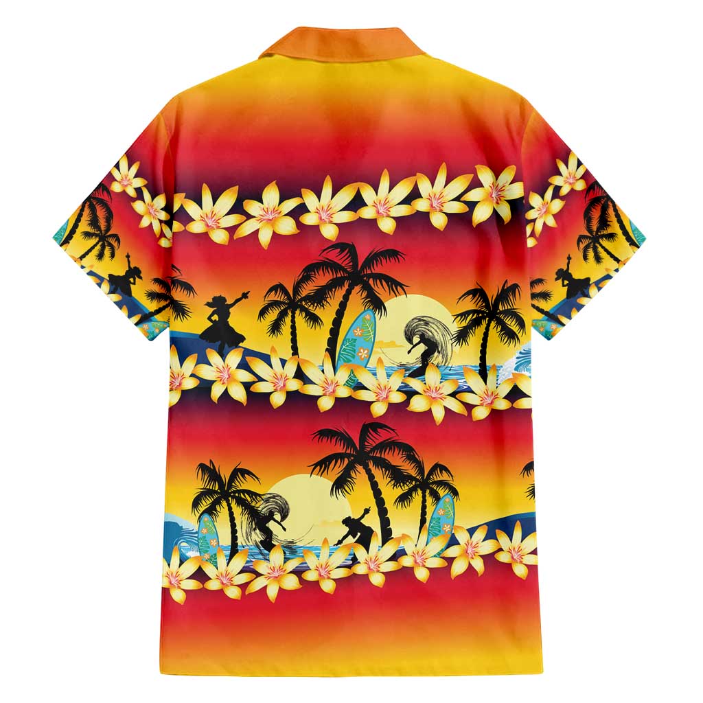 Tropical Islands Sunset Hawaii Family Matching Puletasi and Hawaiian Shirt Go Surfing With Hula Girl - Summer Vibes