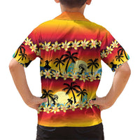 Tropical Islands Sunset Hawaii Kid Hawaiian Shirt Go Surfing With Hula Girl - Summer Vibes