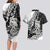 Aotearoa Manaia NZ Maori Silver Fern Couples Matching Long Sleeve Bodycon Dress and Hawaiian Shirt