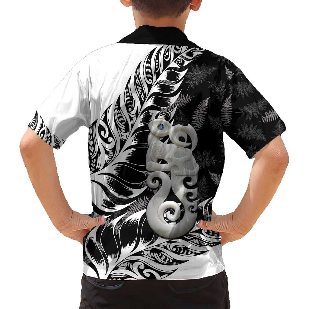 Aotearoa Manaia NZ Maori Silver Fern Family Matching Off Shoulder Short Dress and Hawaiian Shirt LT14 - Polynesian Pride