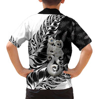 Aotearoa Manaia NZ Maori Silver Fern Family Matching Off Shoulder Short Dress and Hawaiian Shirt LT14 - Polynesian Pride