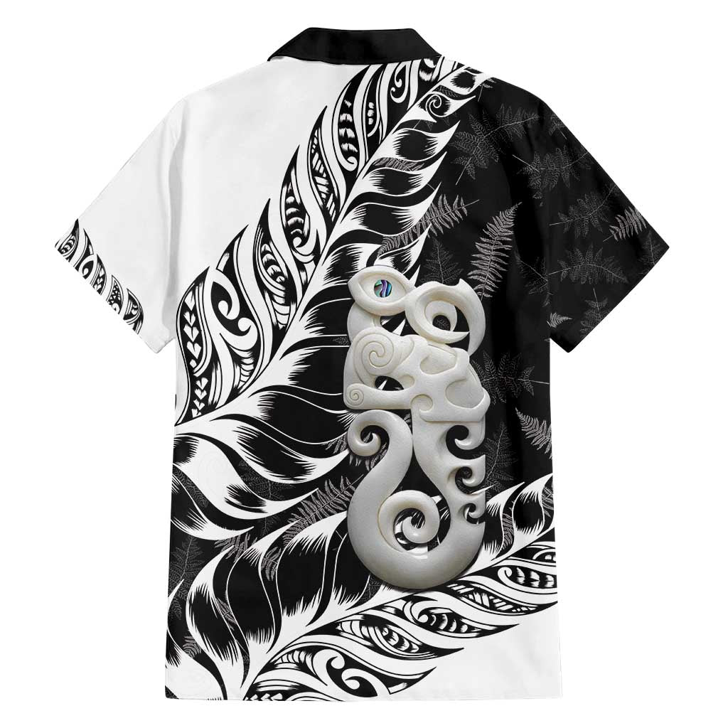 Aotearoa Manaia NZ Maori Silver Fern Family Matching Off Shoulder Short Dress and Hawaiian Shirt LT14 - Polynesian Pride