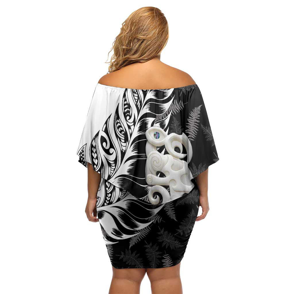Aotearoa Manaia NZ Maori Silver Fern Family Matching Off Shoulder Short Dress and Hawaiian Shirt LT14 - Polynesian Pride
