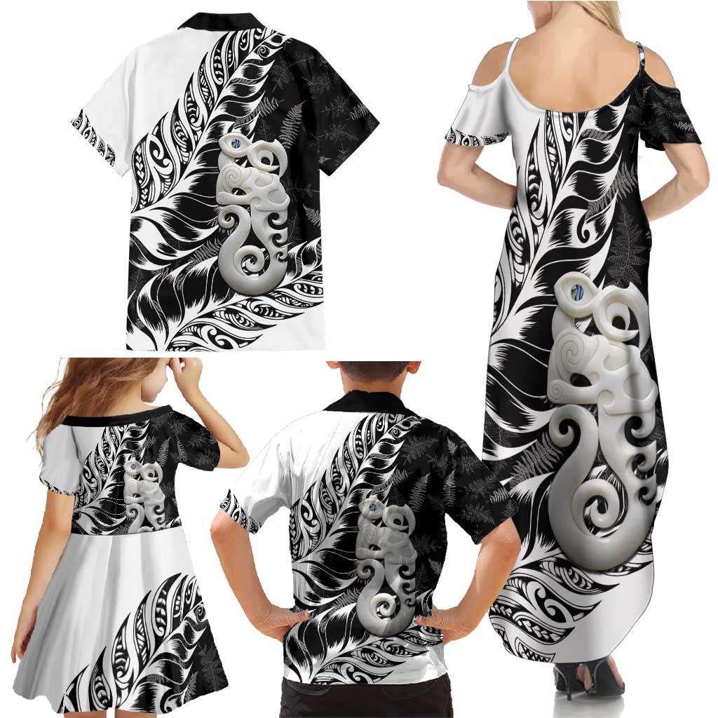 Aotearoa Manaia NZ Maori Silver Fern Family Matching Summer Maxi Dress and Hawaiian Shirt LT14 - Polynesian Pride