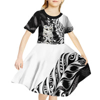 Aotearoa Manaia NZ Maori Silver Fern Kid Short Sleeve Dress