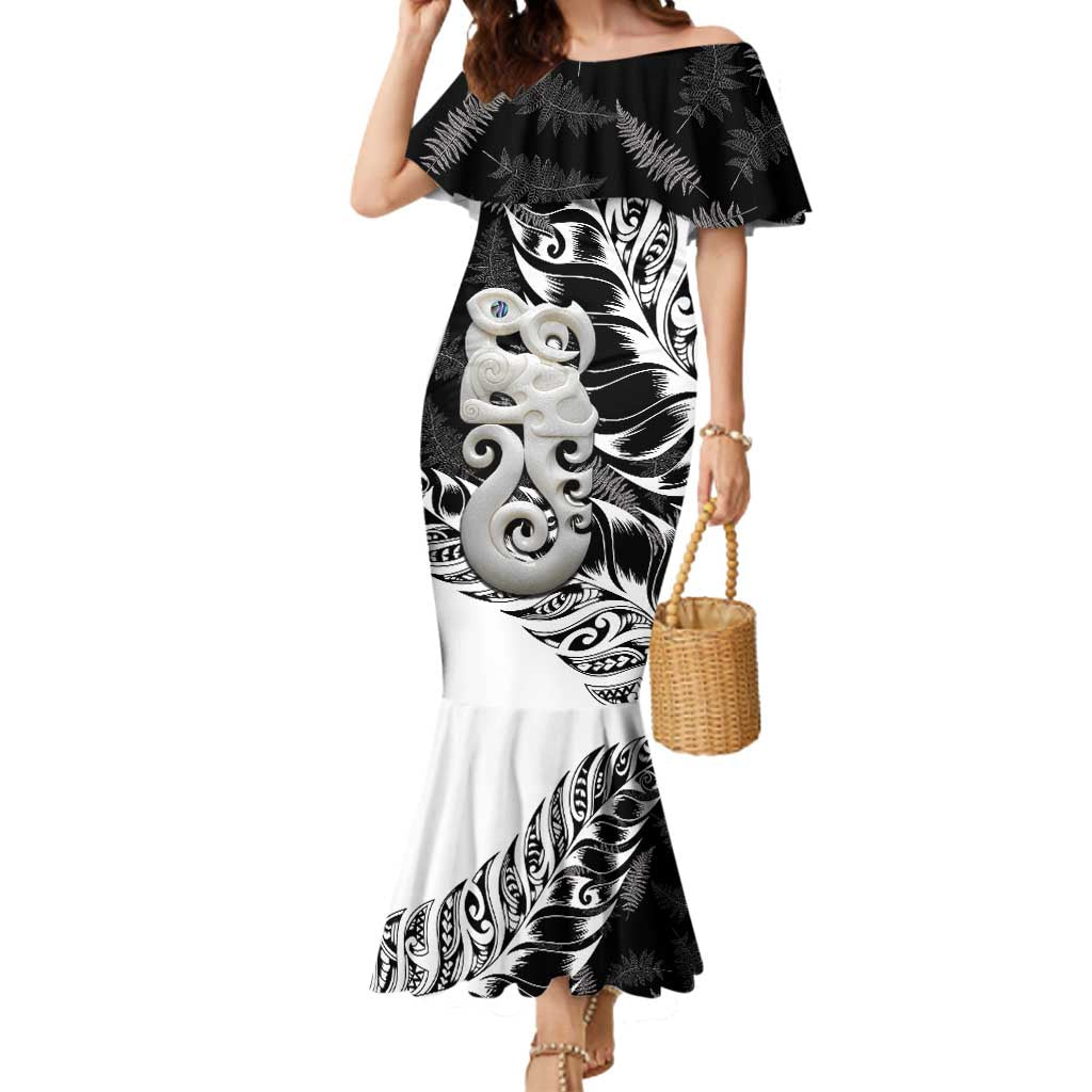 Aotearoa Manaia NZ Maori Silver Fern Mermaid Dress LT14 Women Black - Polynesian Pride