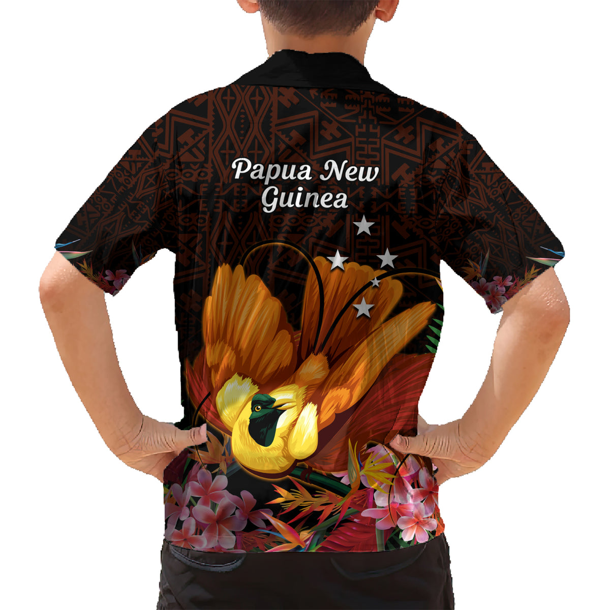 Gude Hi Hai Papua New Guinea Family Matching Short Sleeve Bodycon Dress and Hawaiian Shirt Motuan PNG Raggiana Bird of Paradise Tropical Vibes LT14 - Polynesian Pride