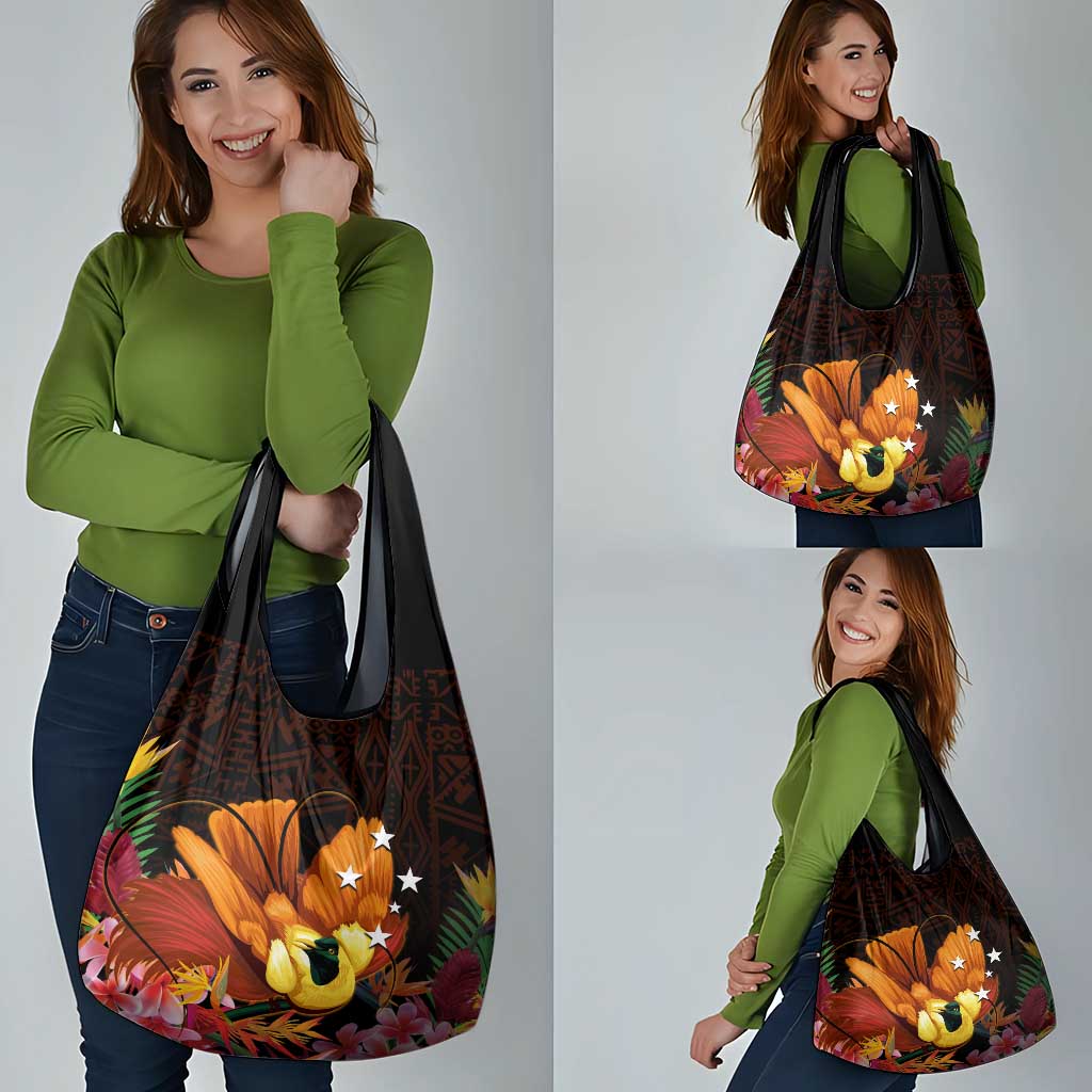 Gude Hi Hai Papua New Guinea Grocery Bag Motuan PNG Raggiana Bird of Paradise Tropical Vibes